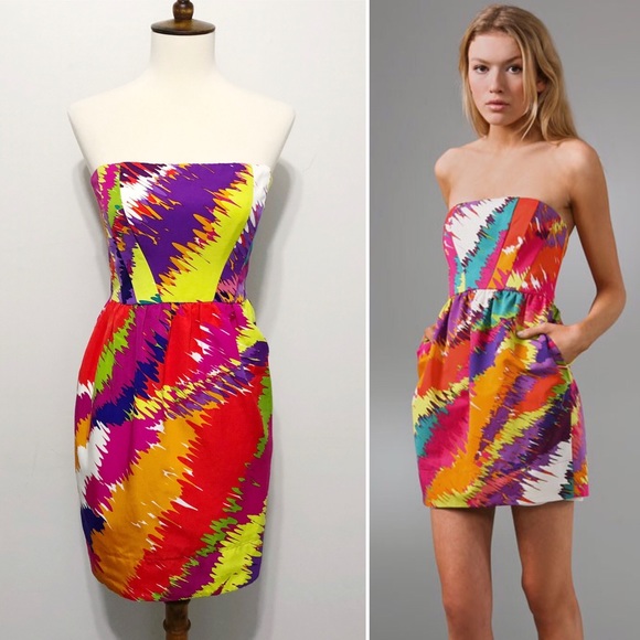 Shoshanna Dresses & Skirts - Shoshanna Colorful Strapless Tulip Dress